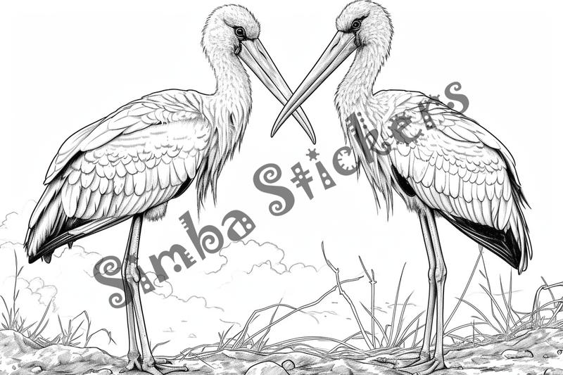 Colouring pages, bundle of marabou storks 2, 25 images