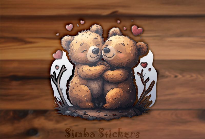 Bears cubs smiling cheek-to-cheek with Valentine&#x27;s hearts, eg3uze