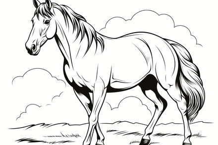 Colouring pages, bundle of horses standing, 10 images