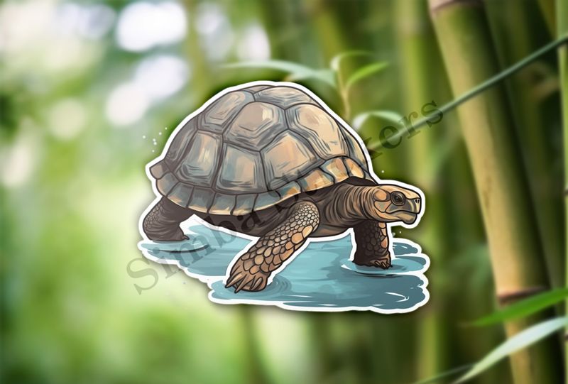 Tortoise walking in shallow water