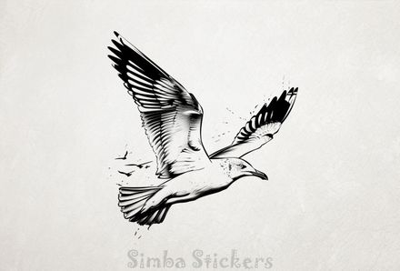 Seagull in flight, outline art, lf8vfb