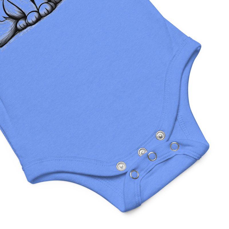 Baby Short Sleeve One Piece, 3-24 Months, Cat kitten sitting up, looking cute, mirrored
