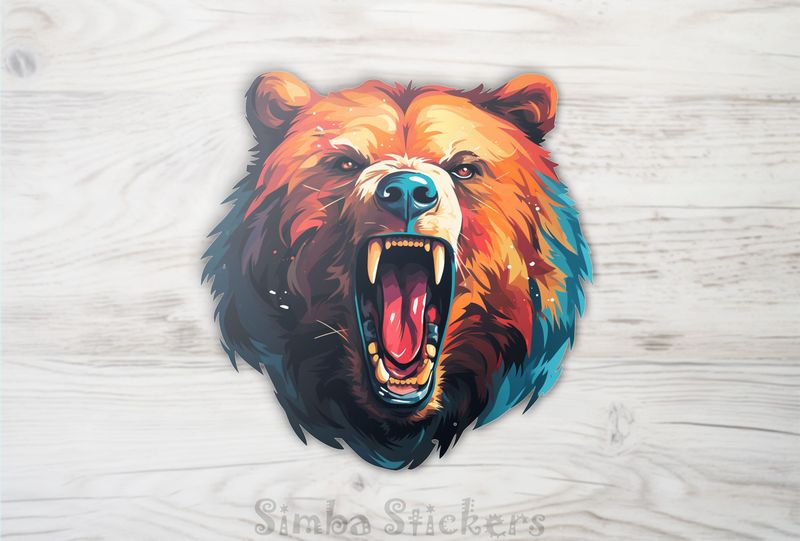 Bear growling, warm colours, watercolour, 2onpxz