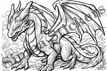 Colouring pages, bundle of dragons, 25 images