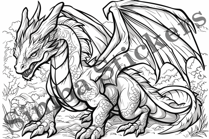 Colouring pages, bundle of dragons, 25 images