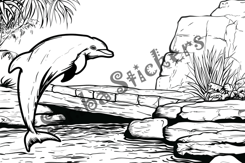 Colouring pages, bundle of dolphins, 25 images