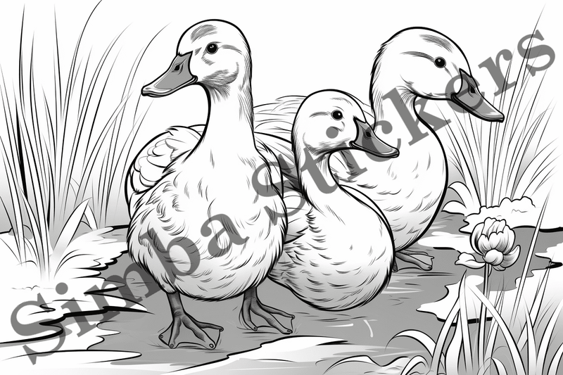 Colouring pages, Bundle of ducks, 10 images