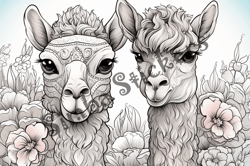 Colouring pages, bundle of camels in love, 10 images