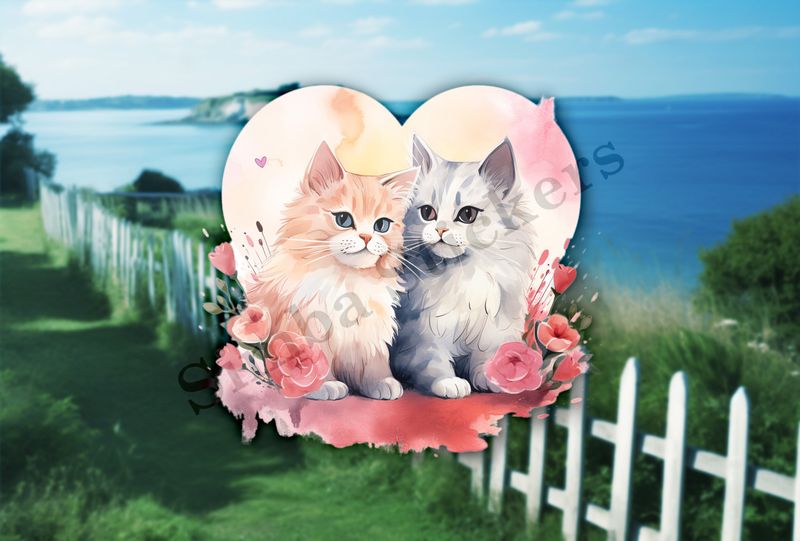 Cats in love, watercolour