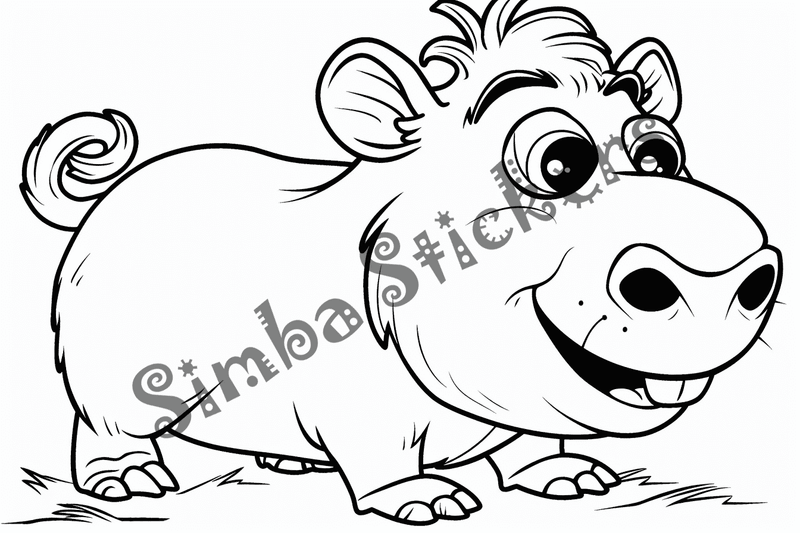 Colouring pages, bundle of capybaras looking cute, 10 images