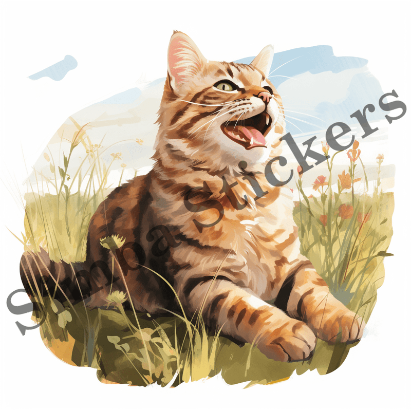 Cats in grass, image set, 10 images