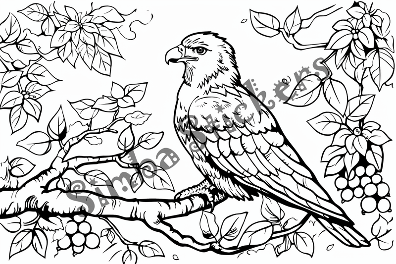 Colouring pages, bundle of eagles perching, 10 images