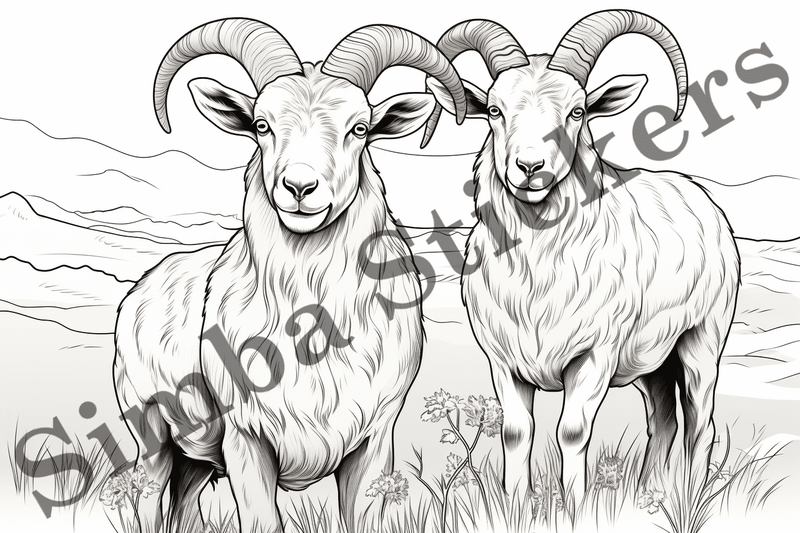 Colouring pages, Bundle of goats, 25 images