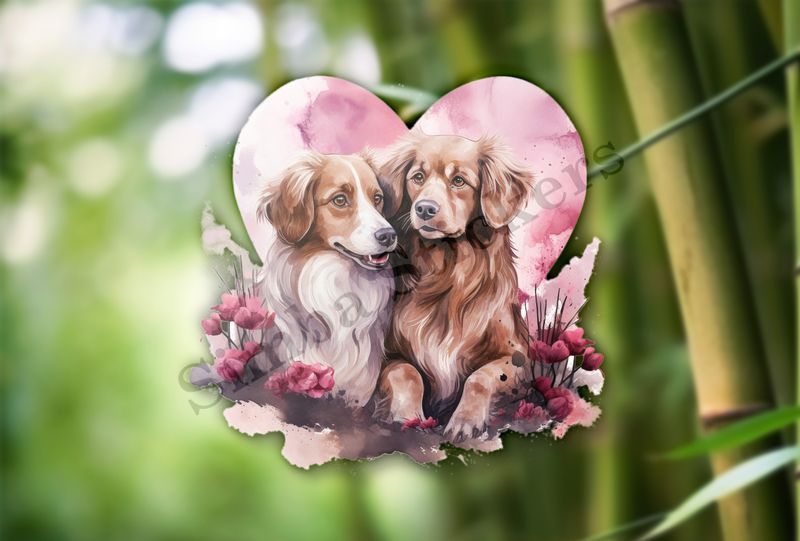 Dogs in love, watercolour