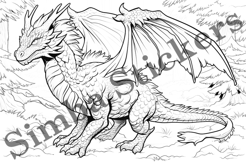 Colouring pages, bundle of dragons, 25 images