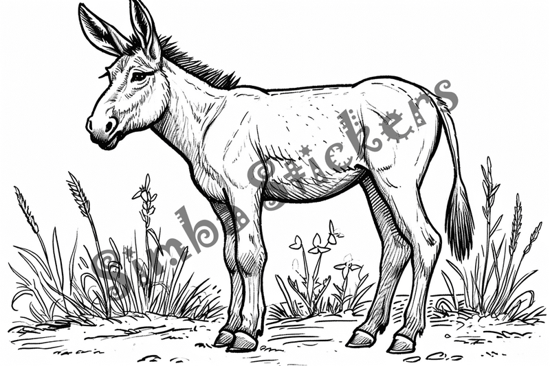 Colouring pages, bundle of singular mules, 10 images
