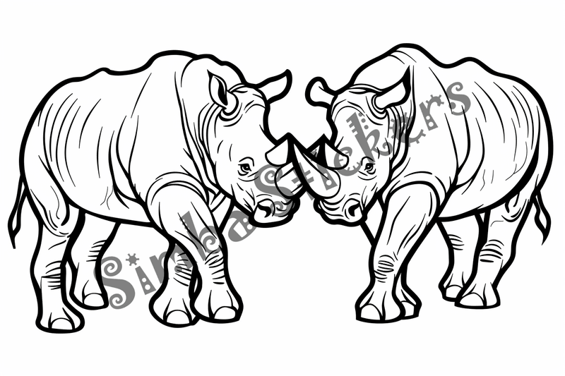 Colouring pages, bundle of rhinos, 25 images