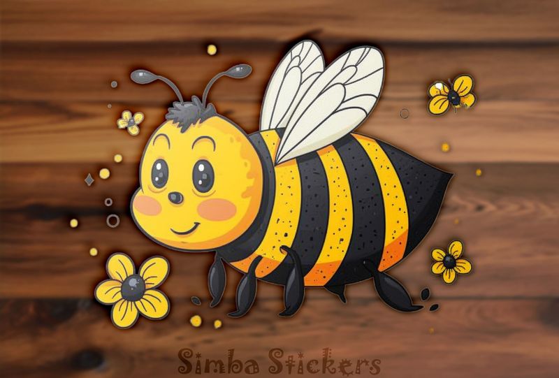 Bee among yellow flowers