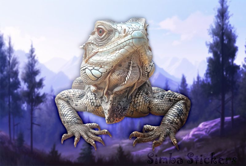 Poweful-looking lizard being serious