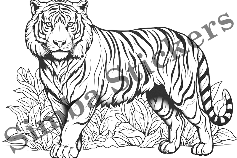Colouring pages, bundle of tigers, 25 images
