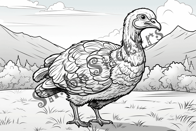 Colouring pages, bundle of turkeys on a farm, 25 images