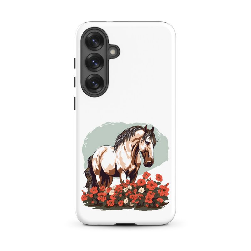 Tough Case for Samsung, Brown horse in field of red flowers, n4w2fj