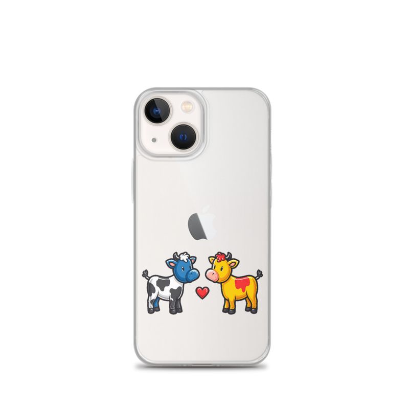 Clear Case for iPhone, Cattle, bull and cow in love, both colourful, zbyzzs