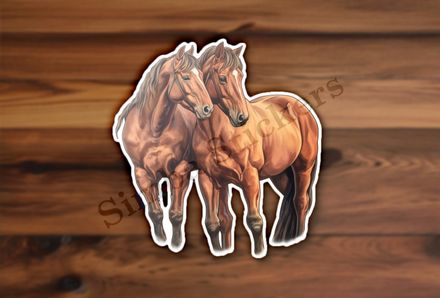 Two brown horses