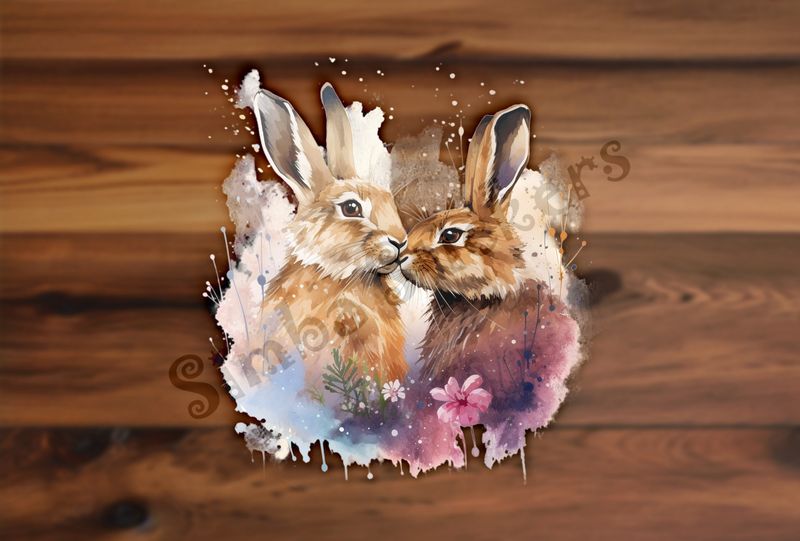 Hares nose-to-nose in love