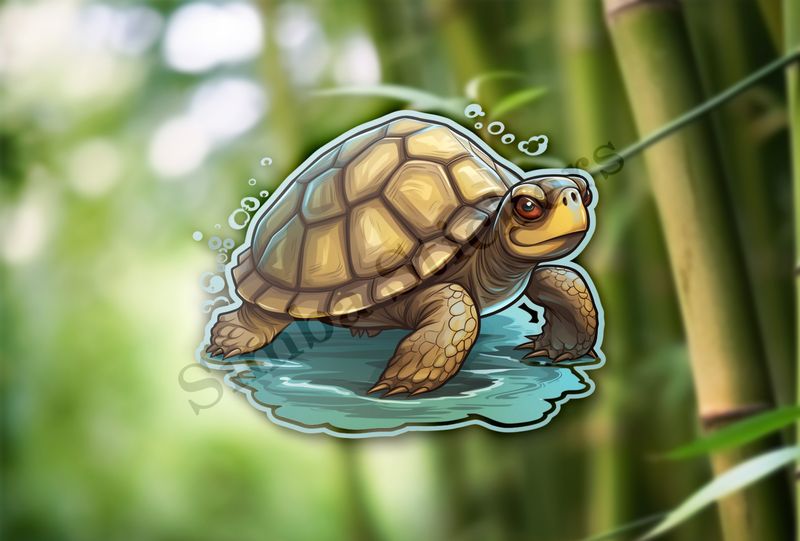 Tortoise walking and splashing