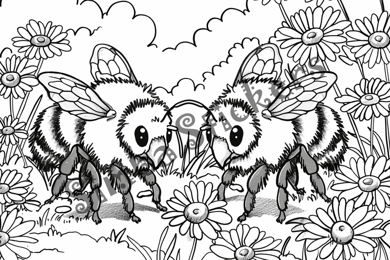 Colouring pages, bundle of bees with glasses, honeycombs or flowers, 25 images 2