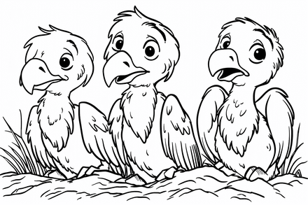 Colouring pages, bundle of vultures, 25 images, flufjb