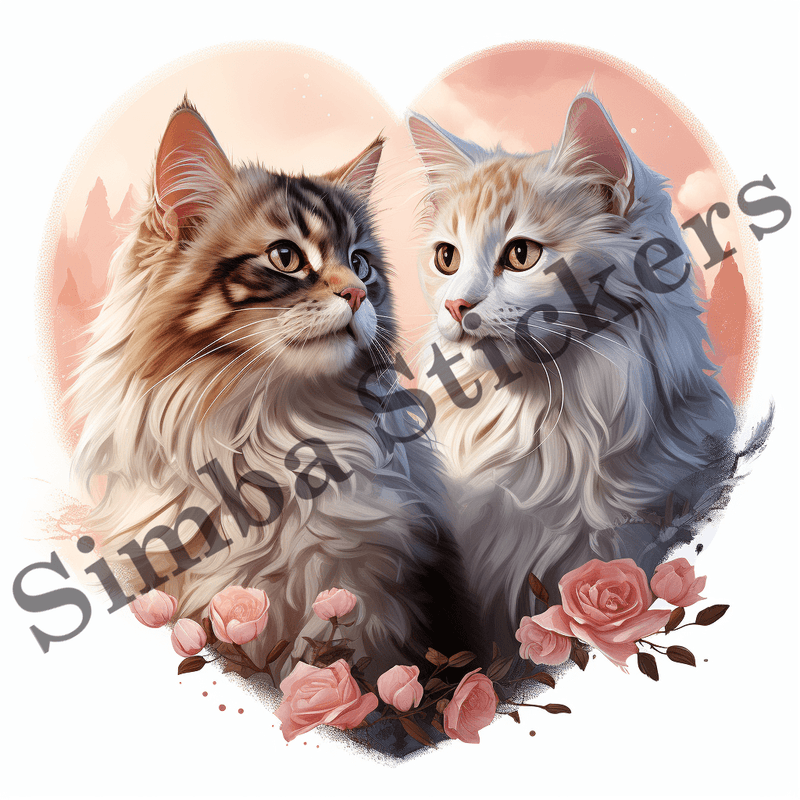 Cats in love, image set, 10 images
