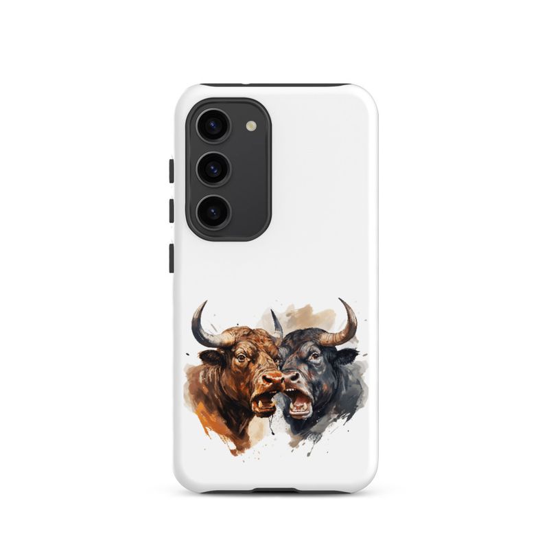Tough Case for Samsung, Bulls facing up to each other, watercolour, dx5eff