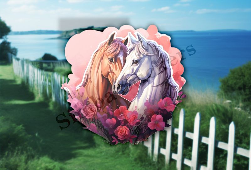 Horses in love, watercolour