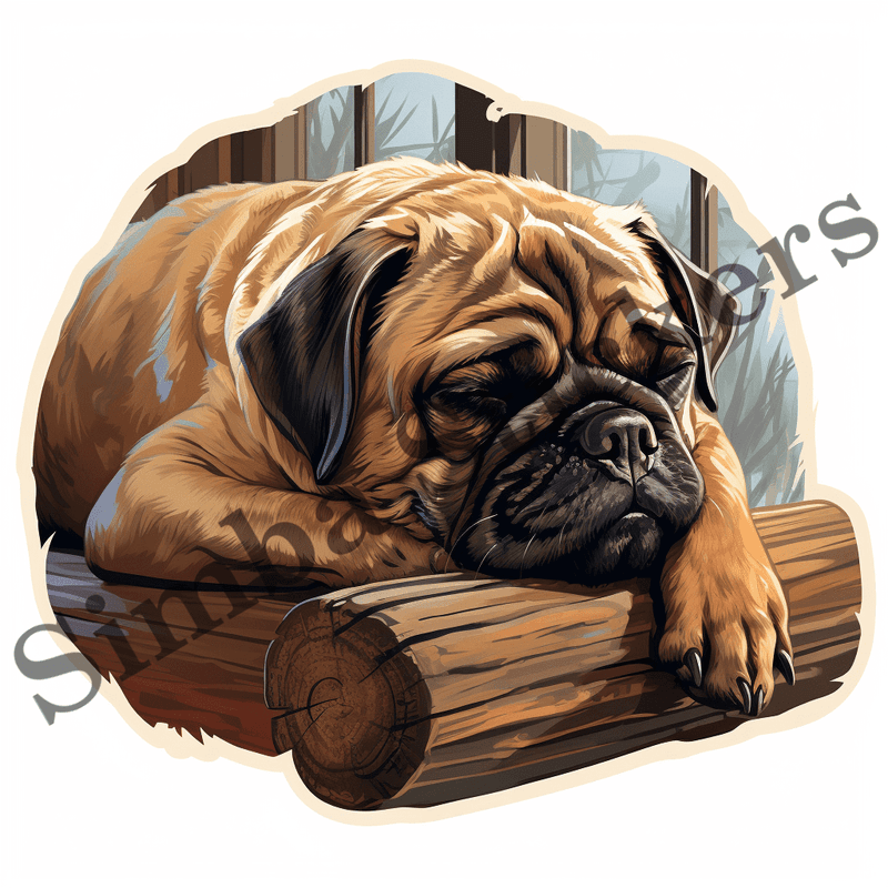 Pug dogs sleeping, image set, 10 images