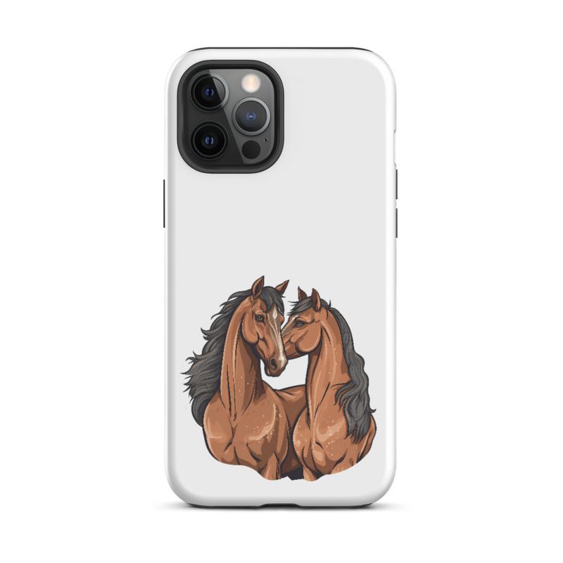 Tough Case for iPhone, Two brown horses snuggling, tdwcyd