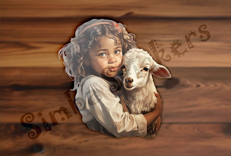 Goat kid held by small girl