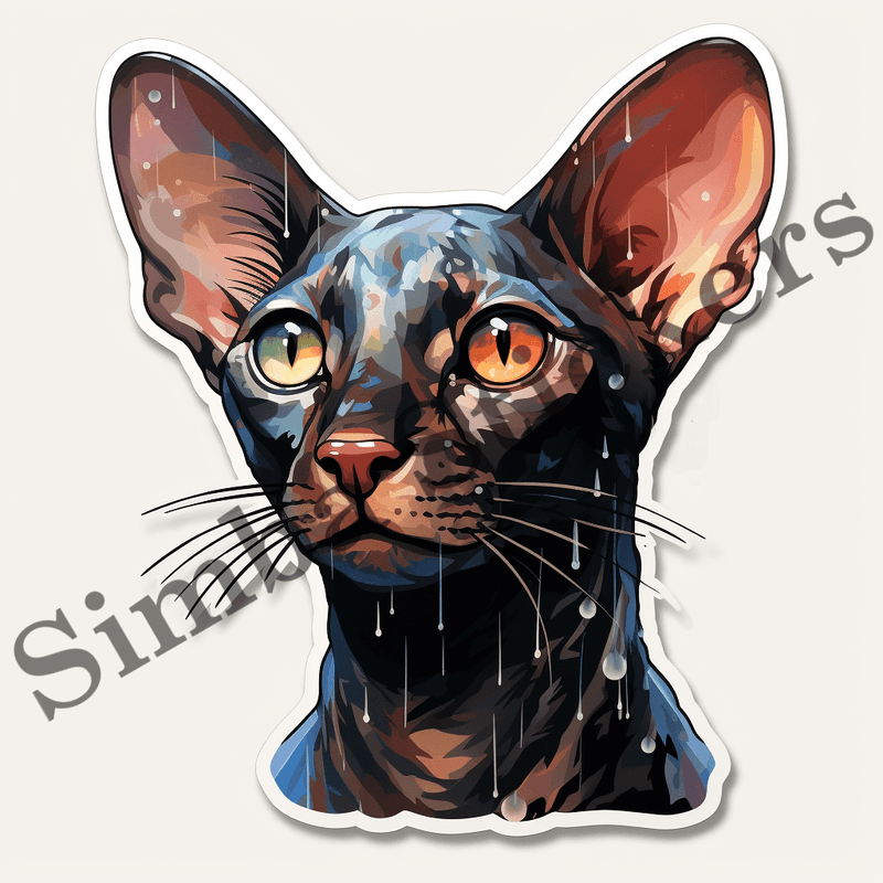 Oriental Shorthair cats in rain or snow, image set, 10 images