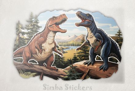 Dinosaurs roaring in tandem
