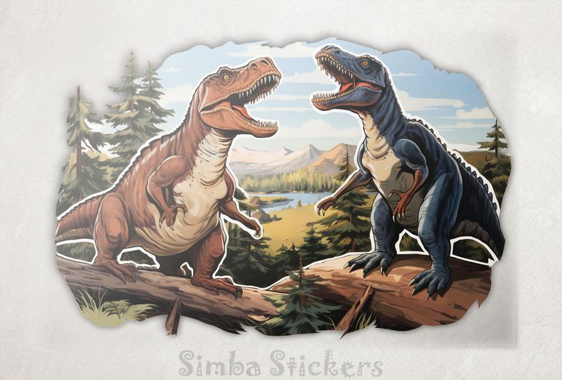 Dinosaurs roaring in tandem