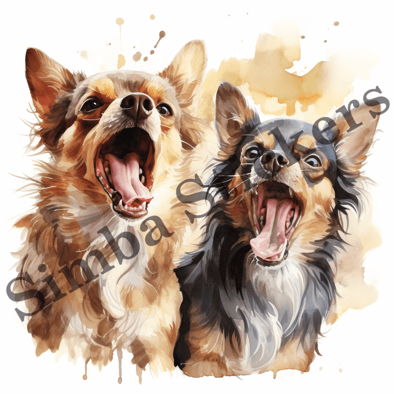 Chihuahua dogs, watercolour, image set, 10 images