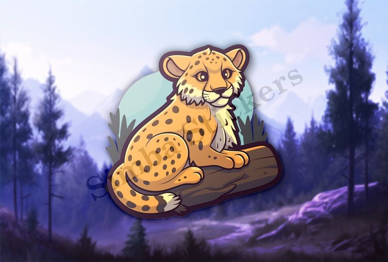 Baby cheetah on a log