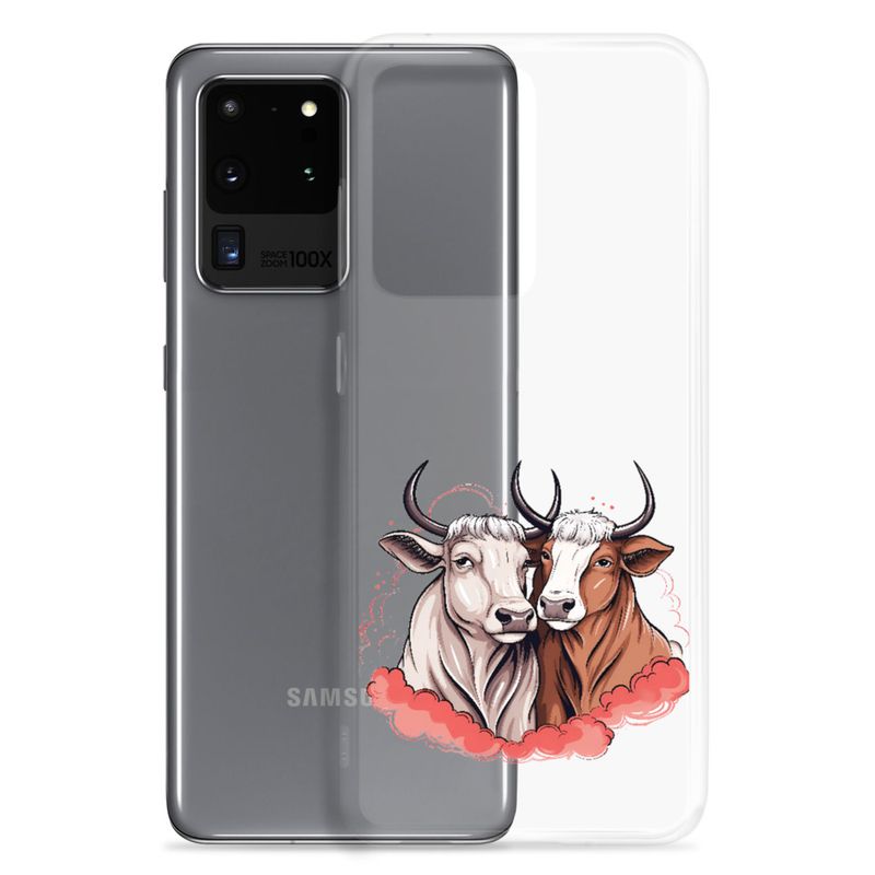 Clear Case for Samsung, Bull and cow, romantic, reddish clouds, qoucds