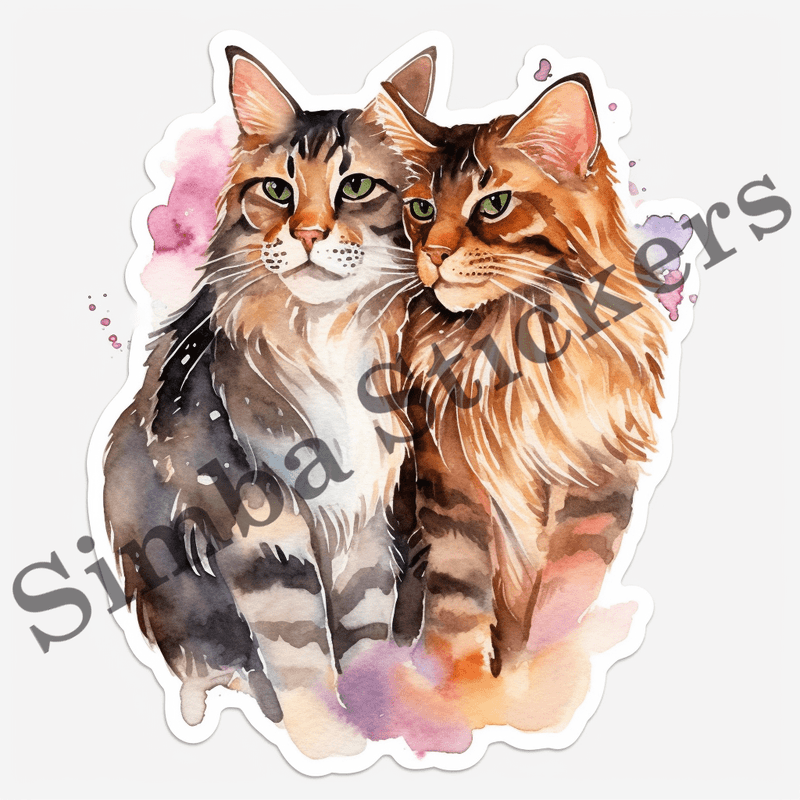 Maine Coon cats in love, image set, 10 images