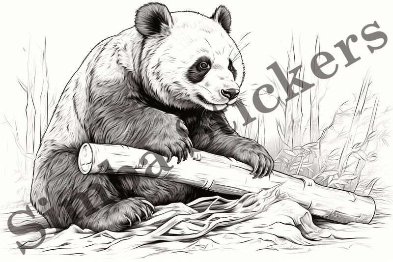 Colouring pages, bundle of pandas, 10 images, wtwayt