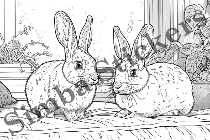 Colouring pages, Bundle of hares, 10 images