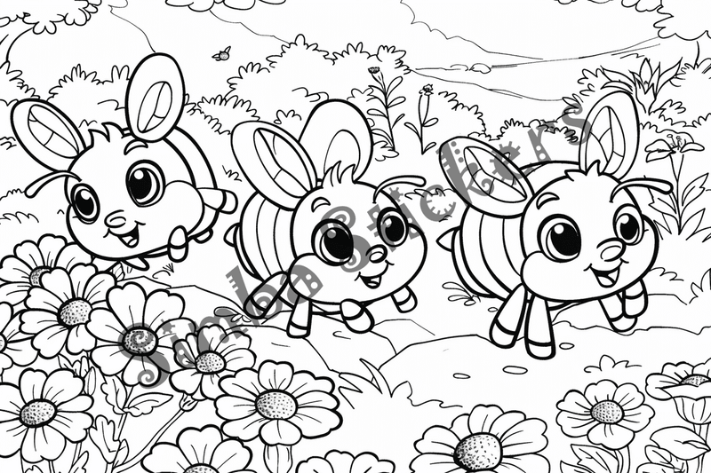 Colouring pages, bundle of bees, 25 images 2