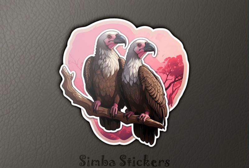 Vultures in love on a branch, awveue
