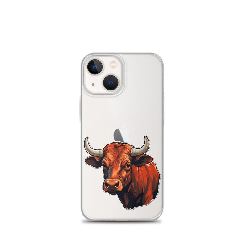 Clear Case for iPhone, Bull face, partial side view, bpor80